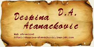 Despina Atanacković vizit kartica